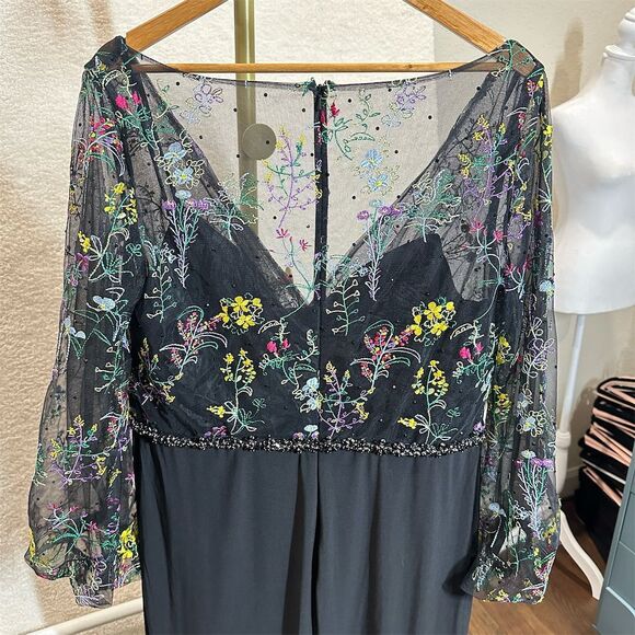 Mac Duggal Women's Size 14 Floral Embroidered Puff Sleeve Gown 79379 - Picture 11 of 12